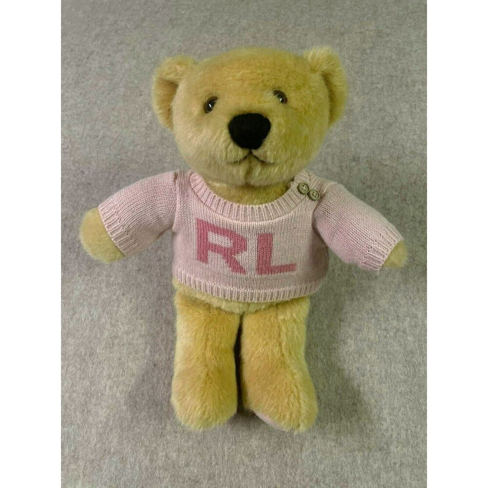 Ralph Lauren Romance Plush Teddy Bear Pink RL Sweater Stuffed Animal Toy 13 Inch